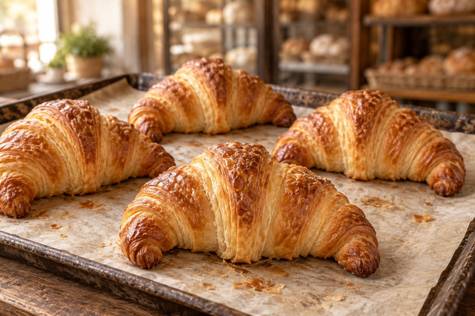 Imatge il·lustrativa d’una safata només amb croissants